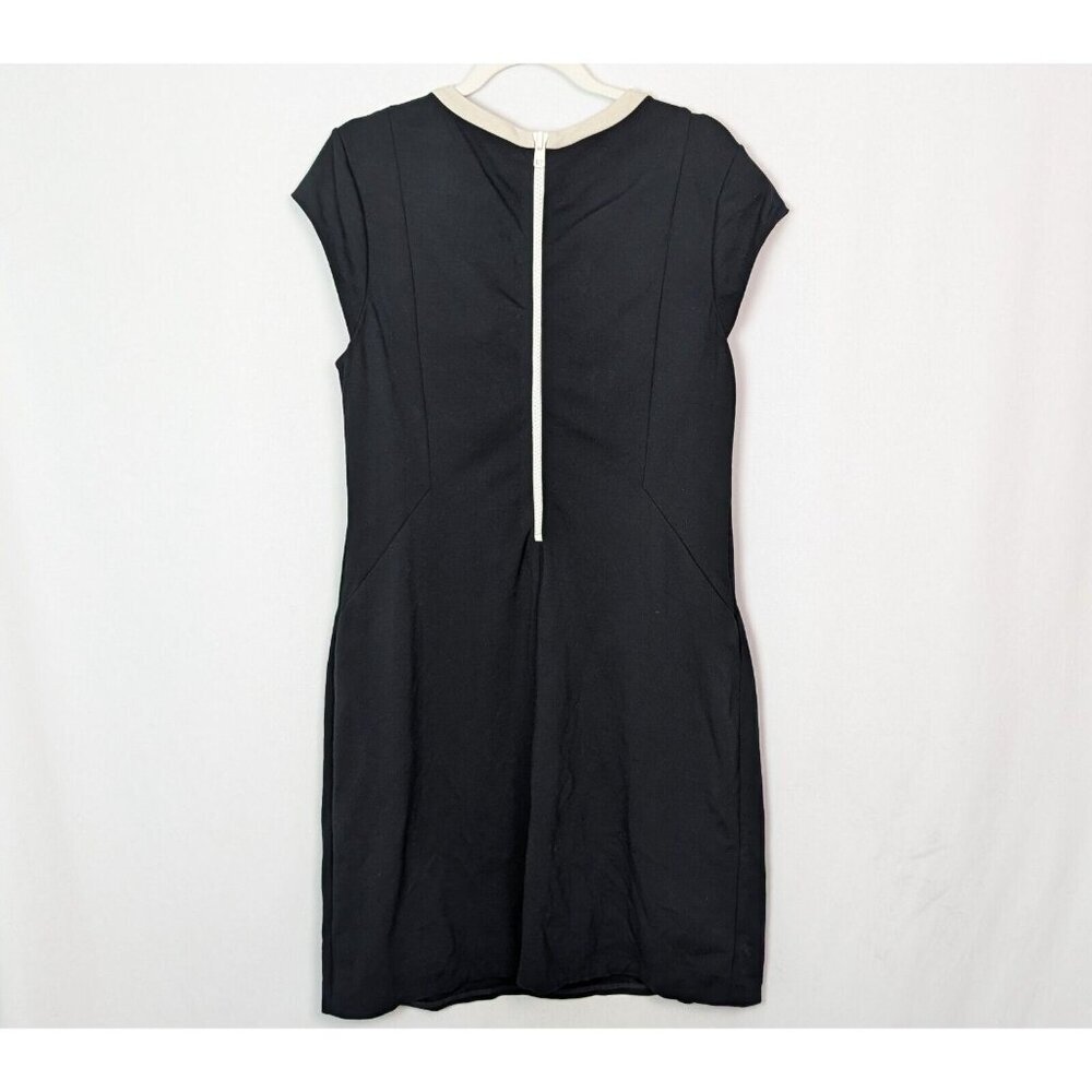 Kate Spade sz. 10 Daria Cap Sleeve Shift Dress White French Trim Exposed Zipper - Picture 3 of 7